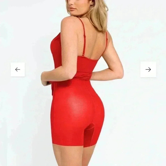 POPILUSH Shapewear Dress Ruched Slip Modal Mini - XL - Holiday Red - Picture 4 of 13